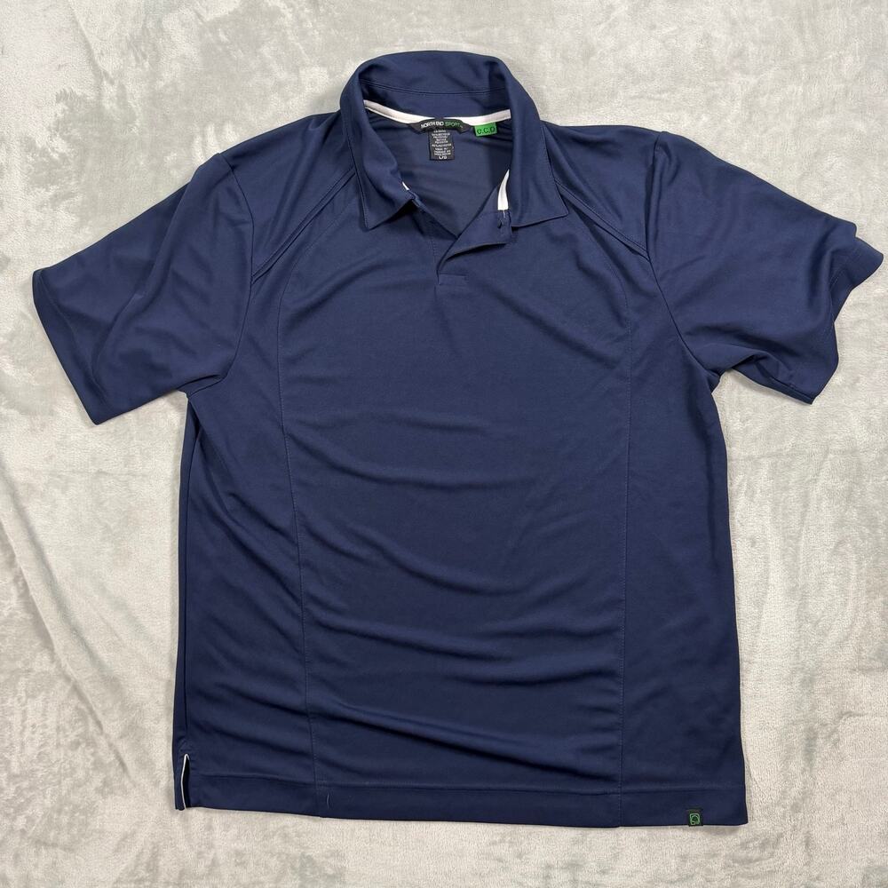 North End Sport Polo Shirt Men’s Large Navy Performance Recycled Polyester